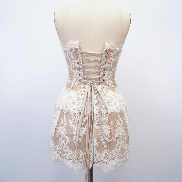 NWOT BRONX AND BANCO Maraya Blanc Lace Mini Dress - Picture 10 of 15